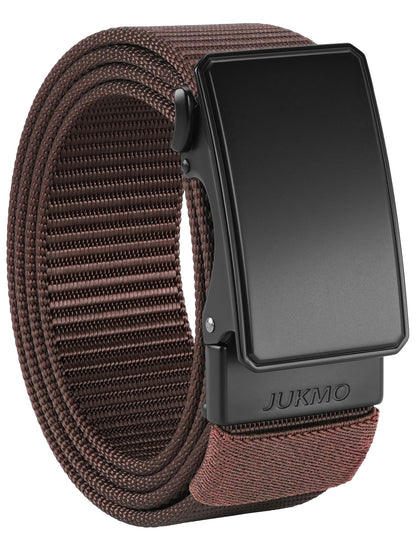 HOTJUKMO Men's 1.5" Nylon Ratchet Casual Belt for Jeans | Web Click Belt with Slide Buckle, No Holes Adjustable Trim to Fit , Gift Box