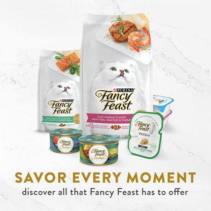HOTPurina Fancy Feast Appetizers Lickable Grain Free Wet Cat Food Topper Light Meat Tuna Appetizer with Scallop - (Pack of 10) 1.1 oz. Trays