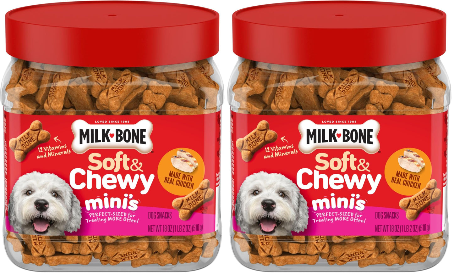 HOTMilk-Bone Soft & Chewy Dog Treats, Made with Real Bacon, 25 Ounce Canister