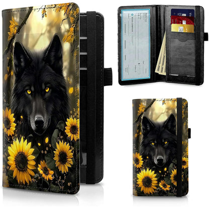 HOTFUYOCWE Leather Checkbook Covers for Men Women Check book Holder Cover Wallets for Personal Checkbook Duplicate Checks with RFID Blocking & Elastic Strap-Beautiful Black Horse