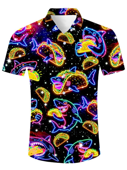 HOTuideazone Mens Funny Hawaiian Shirts 3D Graphic Button Down Short Sleeve Tropical Holiday Beach Aloha Shirt