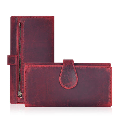 HOTReal Leather Women Wallet Leather with RFID Blocking -Trifold Card Holder Designer Ladies Clutch with ID Window Wallets