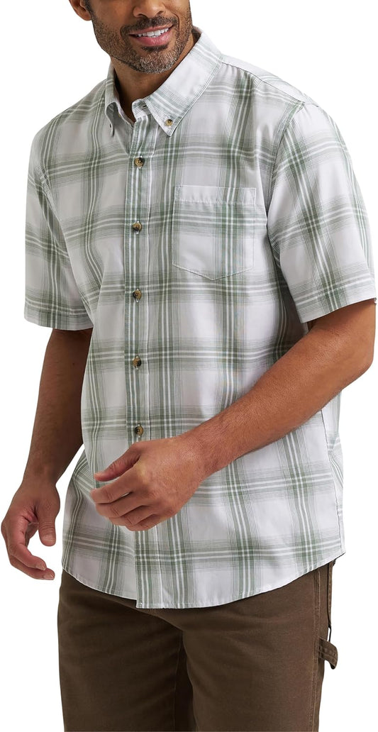 HOTWrangler Authentics Men's Short Sleeve Classic Plaid Shirt