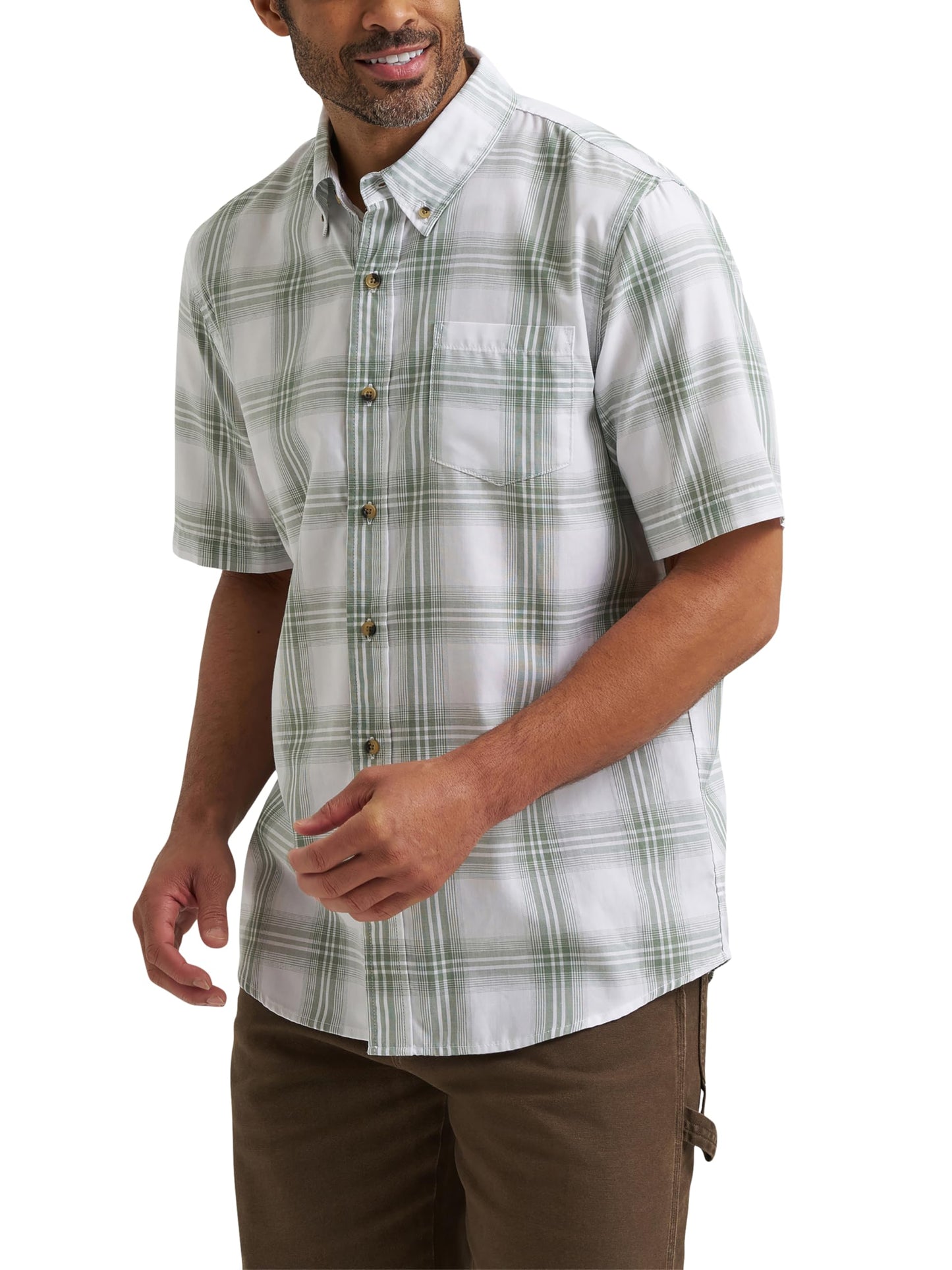 HOTWrangler Authentics Men's Short Sleeve Classic Plaid Shirt