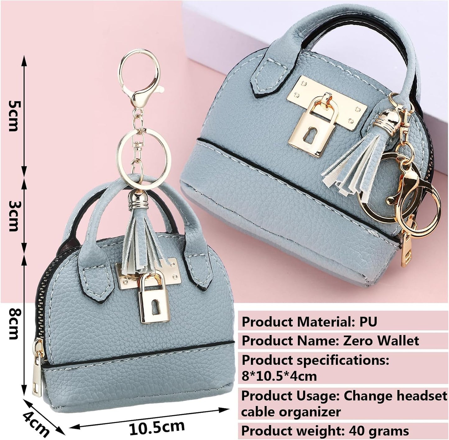 HOTLiliaafar 8 Pcs Mini Coin Purse Keychain for Women Mini Pouch Cute PU Leather Makeup Bag with Keychain Multi Pocket Card Holder (8 Colors)