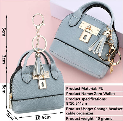 HOTLiliaafar 8 Pcs Mini Coin Purse Keychain for Women Mini Pouch Cute PU Leather Makeup Bag with Keychain Multi Pocket Card Holder (8 Colors)