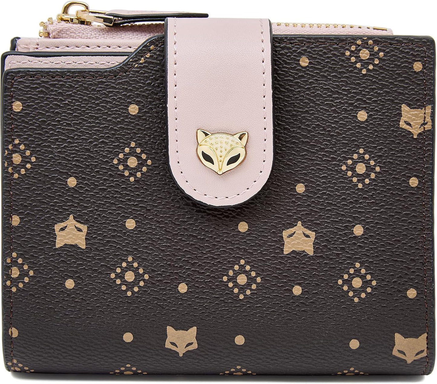 HOTFOXLOVER Small Wallet for Women RFID Blocking Leather Bifold Zipper Pocket Wallet Credit Card Holder with ID Window & Gift Box