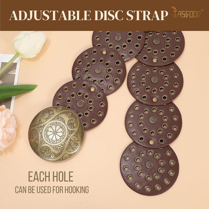 HOTJASGOOD Western Belts for Women Wide Hollow Disc Leather Belt Cowgirl Waist Belt for Jeans Dresses with Metal Buckle