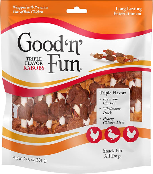 HOTGood 'n' Fun Kabobs Long-Lasting Dog Treat, With Real Proteins, Beef Hide and Premium Chicken, Supports Dental Health, Mental Stimulation, 24 oz