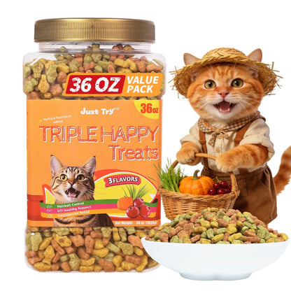 HOTJust Try Cat Treats for Indoor Cats Hairball Control Natural Salmon Healthy Cat Grass Treats Kitten Snacks Training Biscuits Catnip for Cats Dental Care 13.4 OZ