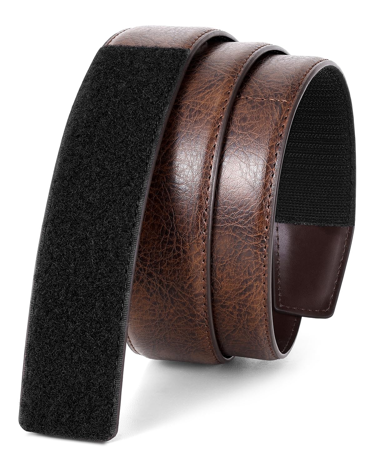 HOTBELTROAD Buckleless Belts Leather No Scratch Belt for Men Mechanic Belt | 1.5" Leather Technician belt Hook and Loop Belt Metal-Free TSA-Approved Men's No Buckle Belts Work Musicians Travel Gifts