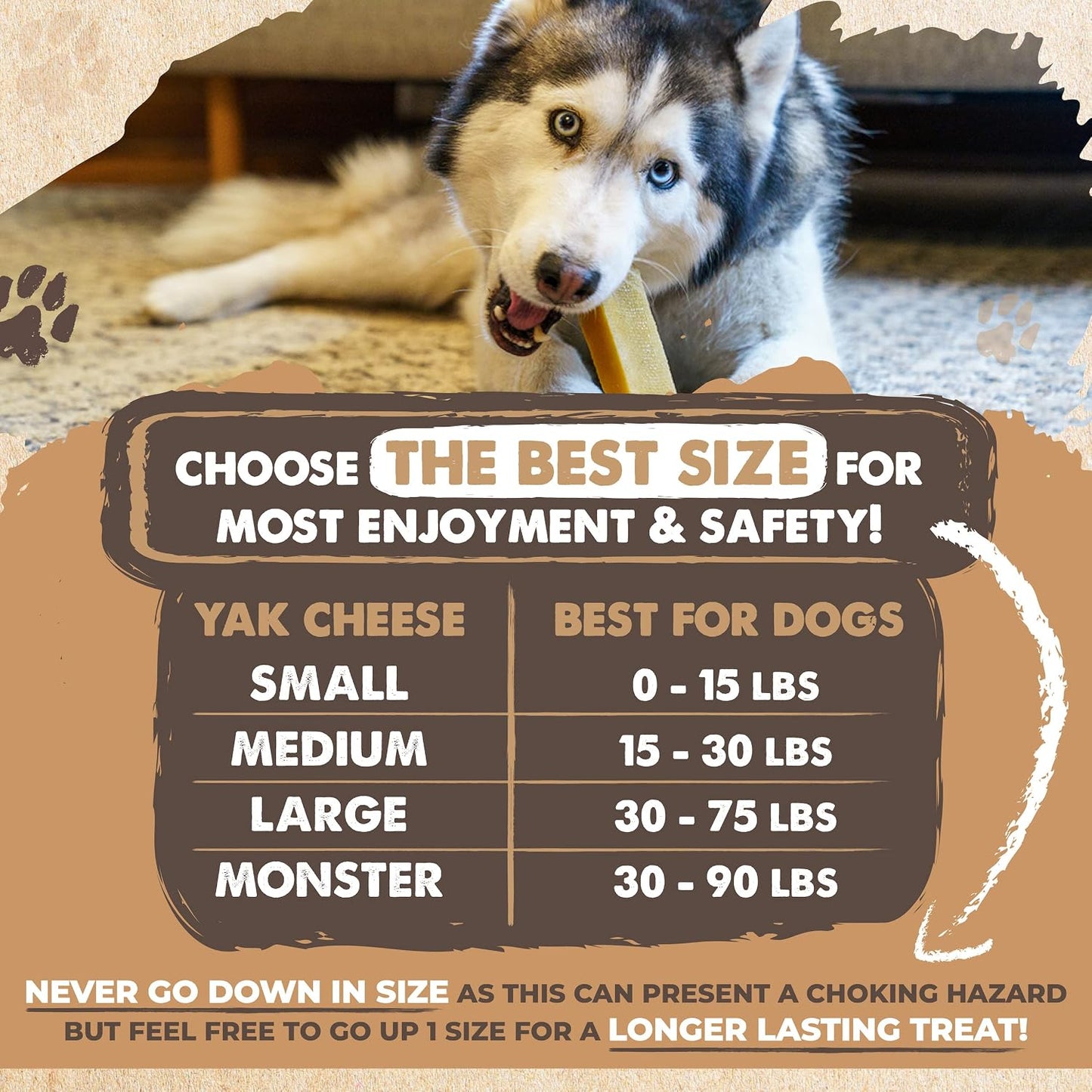 HOTMighty Paw Yak Cheese Dog Chews – All-Natural Long Lasting Hard Chew for Aggressive Chewers – High Protein, Odor-Free Dog Treat – 3 Ingredient Natural Yak Chews for Large Dogs – (4 Pack)
