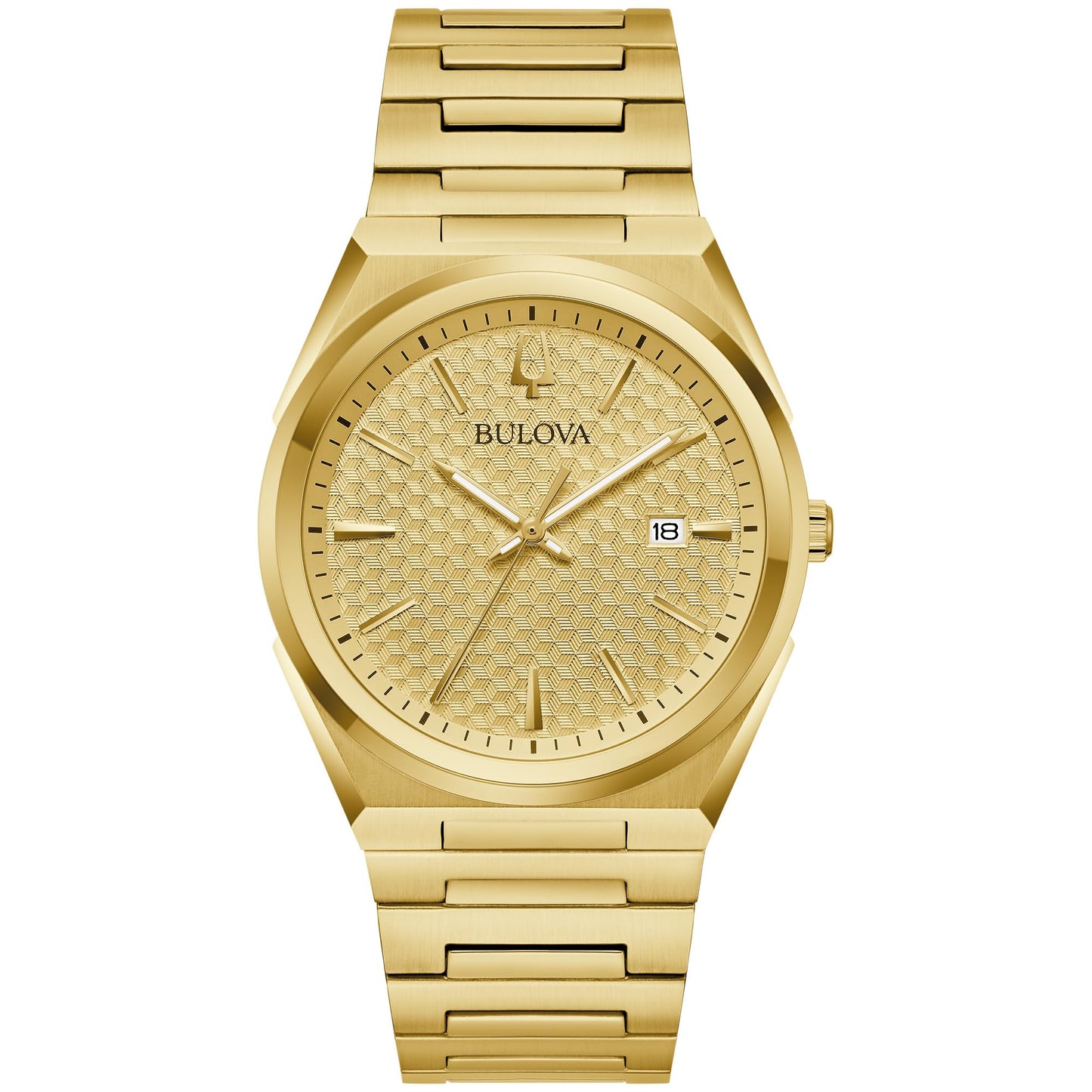 HOTBulova Mens Dress Classic Quartz Two Tone Stainless Steel Watch, Patterned Dial, 39mm