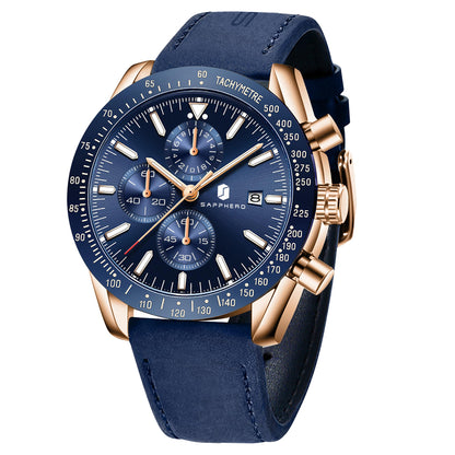 HOTBENYAR Watch for Men Analog Quartz Chronograph Waterproof Luminous Designer Mens Wrist Watches Business Work Sport Casual Dress Watch with Silicone Strap Elegant Gifts for Men