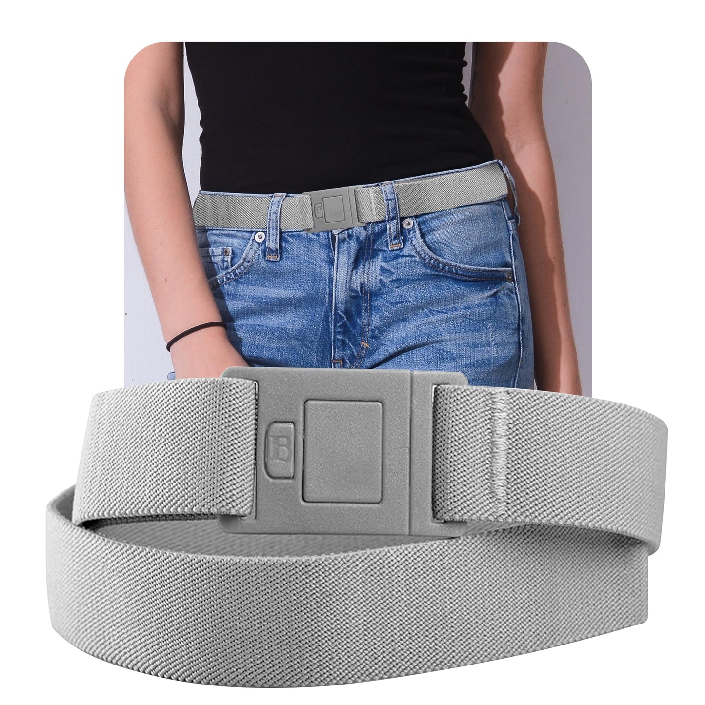 HOTBELTAWAY Easily Adjustable Elastic Flat Buckle No Show Belts for Women – Stretch No Bulge jeans pants