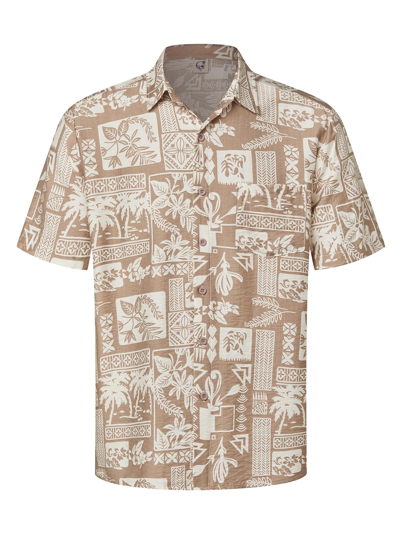HOTHardaddy Men's Hawaiian Shirt Short Sleeves Coconut Printed Button Down Summer Beach Casual Shirts