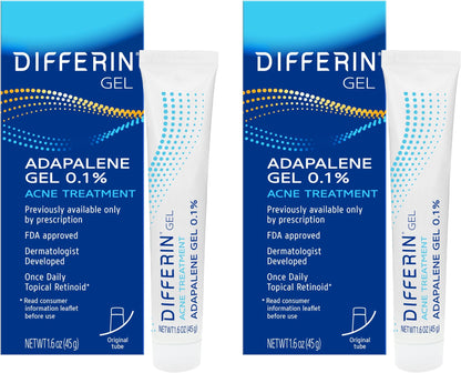 HOTDifferin Acne Treatment Gel, 30 Day Supply, Retinoid Treatment for Face with 0.1% Adapalene, Gentle Skin Care for Acne Prone Sensitive Skin, 15g Tube (Packaging May Vary) | 30-Day Supply, OTC Retinoid, Clears Acne & Prevents Breakouts, Gentle For Sensi