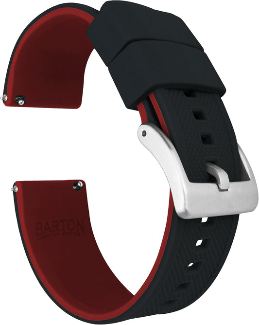 HOTBARTON Elite Silicone Watch Bands - Quick Release - Choose Strap Color & Buckle Color (Stainless Steel, Black PVD or Gunmetal Grey) - 18mm, 20mm, 22mm & 24mm Watch Straps