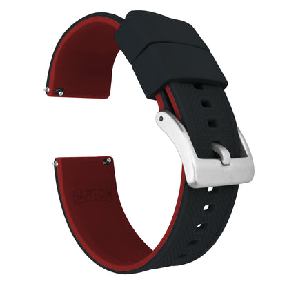 HOTBARTON Elite Silicone Watch Bands - Quick Release - Choose Strap Color & Buckle Color (Stainless Steel, Black PVD or Gunmetal Grey) - 18mm, 20mm, 22mm & 24mm Watch Straps