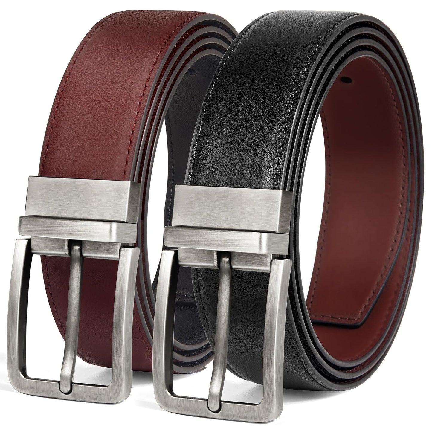 HOTMen's Belt Reversible Belt Men 1 Piece - 1 3/8" Leather Dress Belt - Trim to Fit for Elegant Style