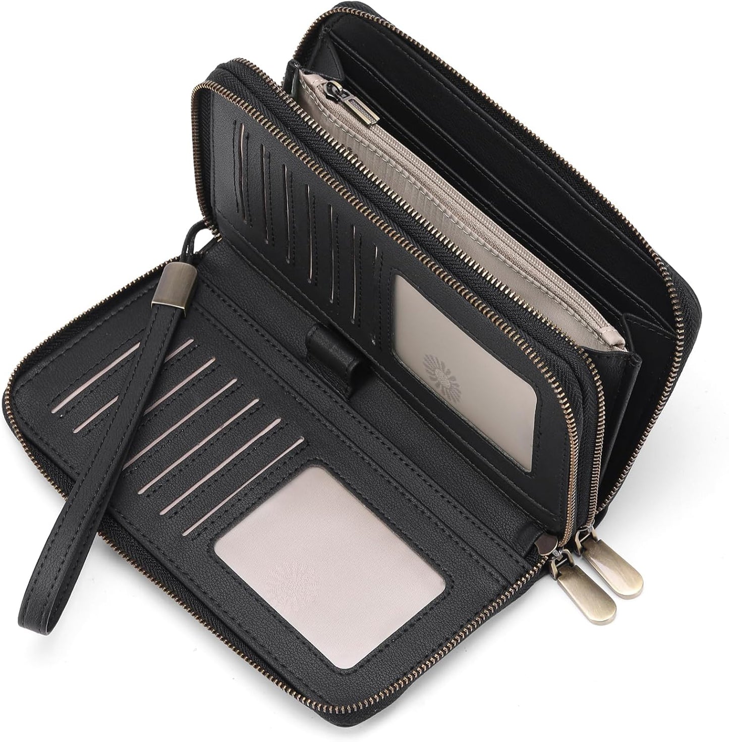 HOTGAEKEAO Wallet for Women Clutch Leather RFID Blocking Wristlet Purse Zip Around Wallets Large Capacity Credit Card Holder