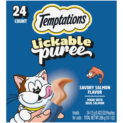 HOTTemptations Creamy Puree Cat Treats, Beef, Chicken, Salmon & Tuna, 48 Count | Beef, Salmon, Chicken & Tuna, under 15 cal/tube, no added sugar or fillers, senior-friendly, meal topper or hand-feed