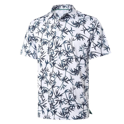 HOTGolf Shirts for Men Dry Fit Short Sleeve Print Performance Moisture Wicking Polo Shirt