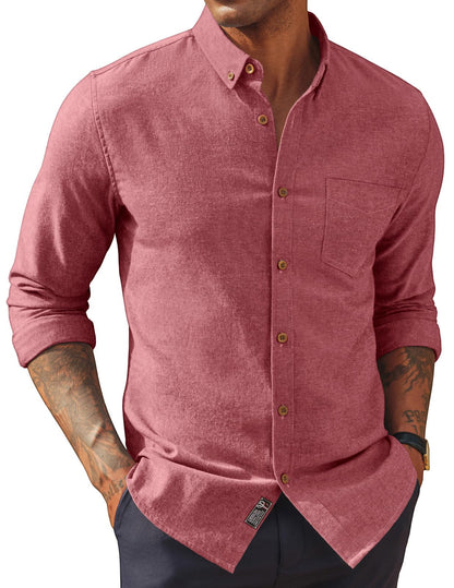 HOTPJ PAUL JONES Mens Dress Shirts Linen Button Down Business Casual Shirts | Long Sleeve, Classic Fit, Cotton Linen, Untucked Shirts for Beach Summer Wedding,Spring Fall Winter, Lightweight with Pocket
