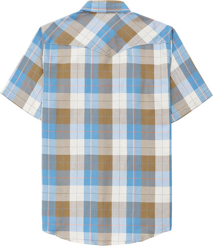 HOTDubinik® Viscose Made from Bamboo Mens Short Sleeve Shirts Plaid Shirt Western Cowboy Pearl Snap Casual Plaid Shirts for Men