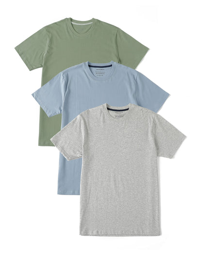 HOTComfneat Men's 3-Pack Lightweight T-Shirts Cotton Crew Neck Regular Fit Solid Tee