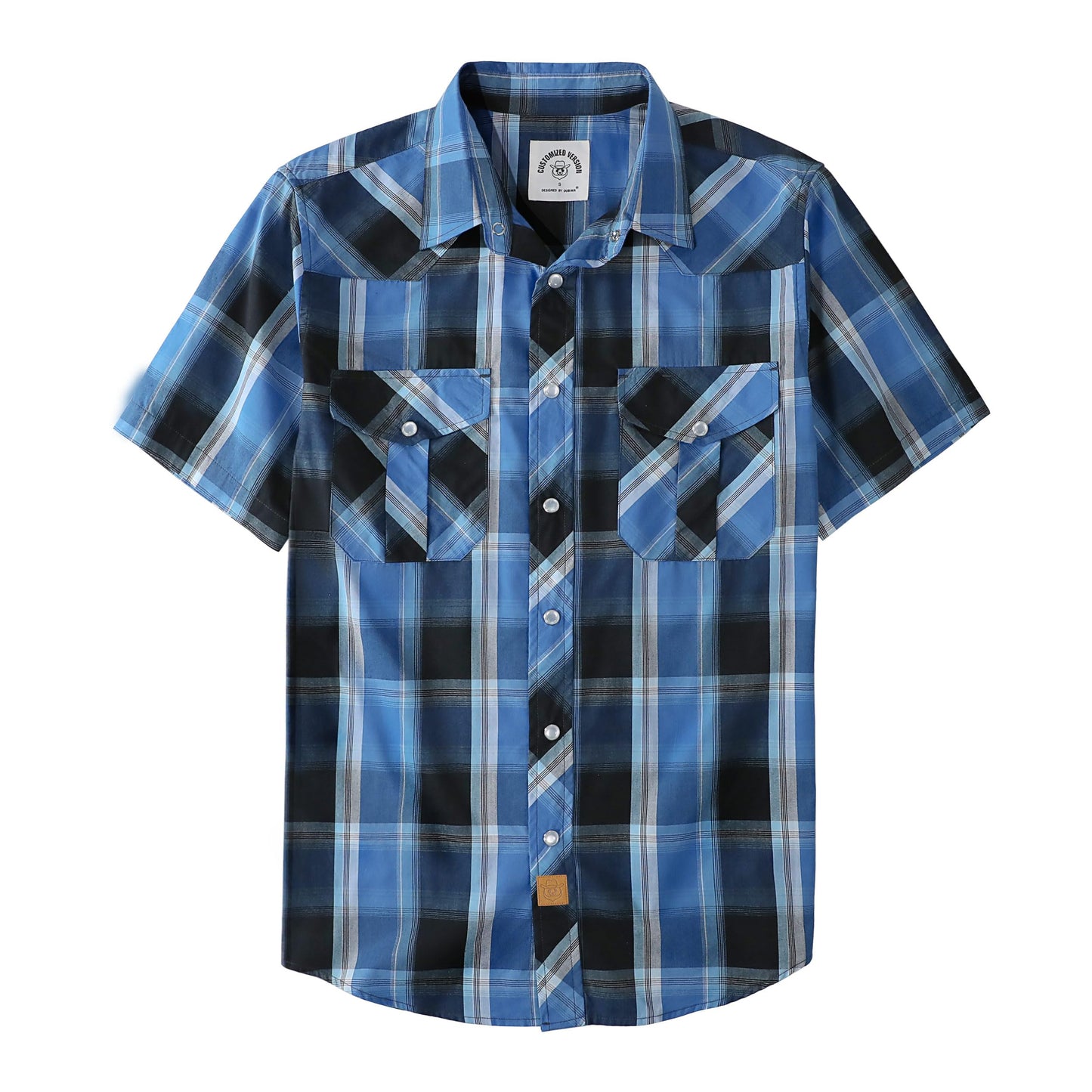 HOTDubinik® Western Shirts for Men Short Sleeve Plaid Pearl Snap Shirts for Men Button Up Shirt Cowboy Casual Work Shirt