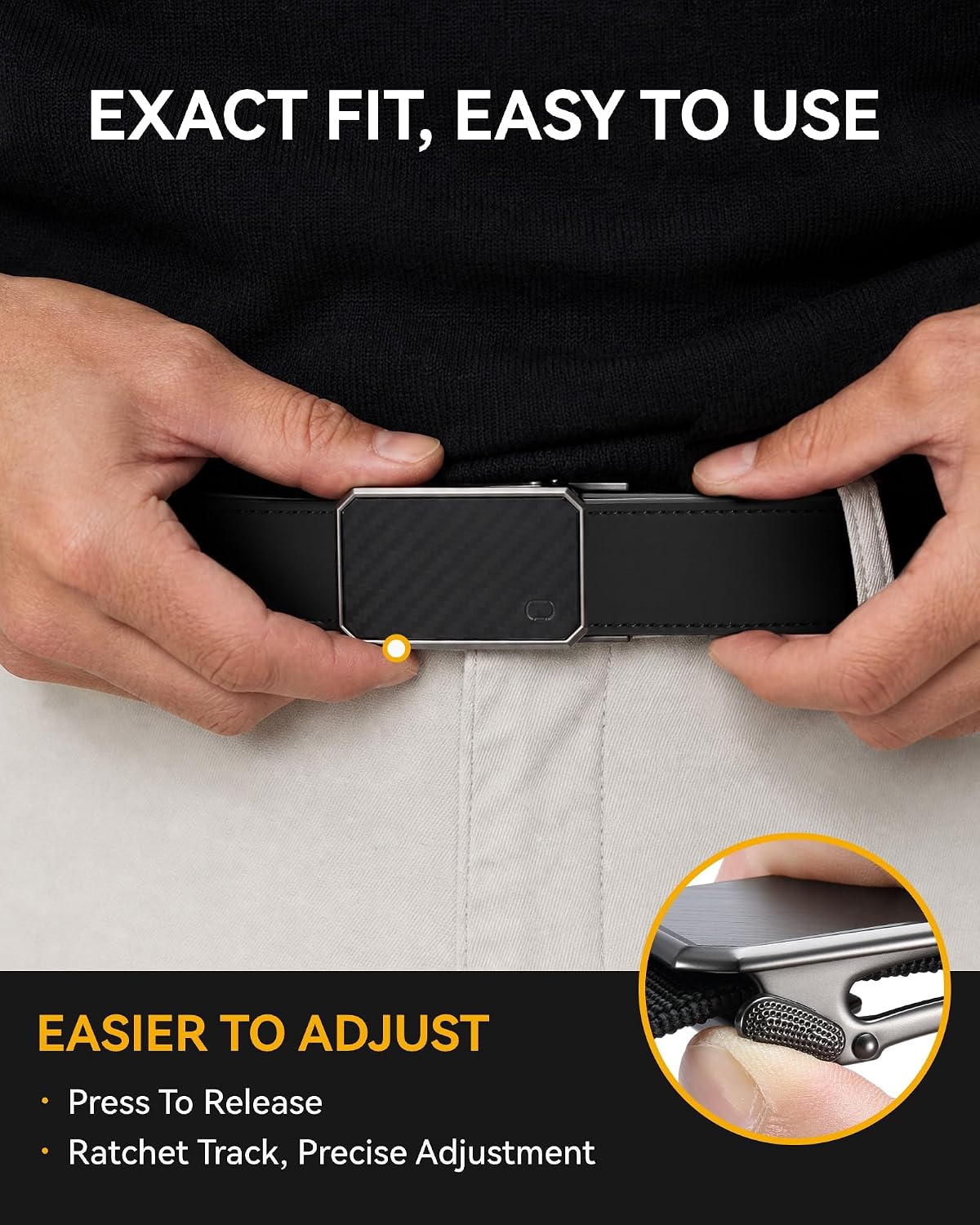 HOTCHAOREN Ratchet Belt Men - 35mm Mens Belt Leather for Casual Jeans - Versatile Fit, Customizable Style