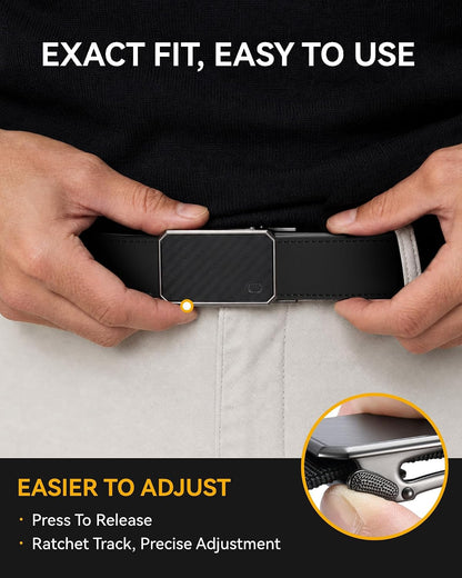 HOTCHAOREN Ratchet Belt Men - 35mm Mens Belt Leather for Casual Jeans - Versatile Fit, Customizable Style