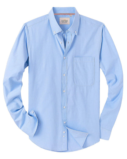 HOTAlimens & Gentle Mens Solid Oxford Shirt Long Sleeve Dress Shirt Work Casual Button Down Shirts with Pocket