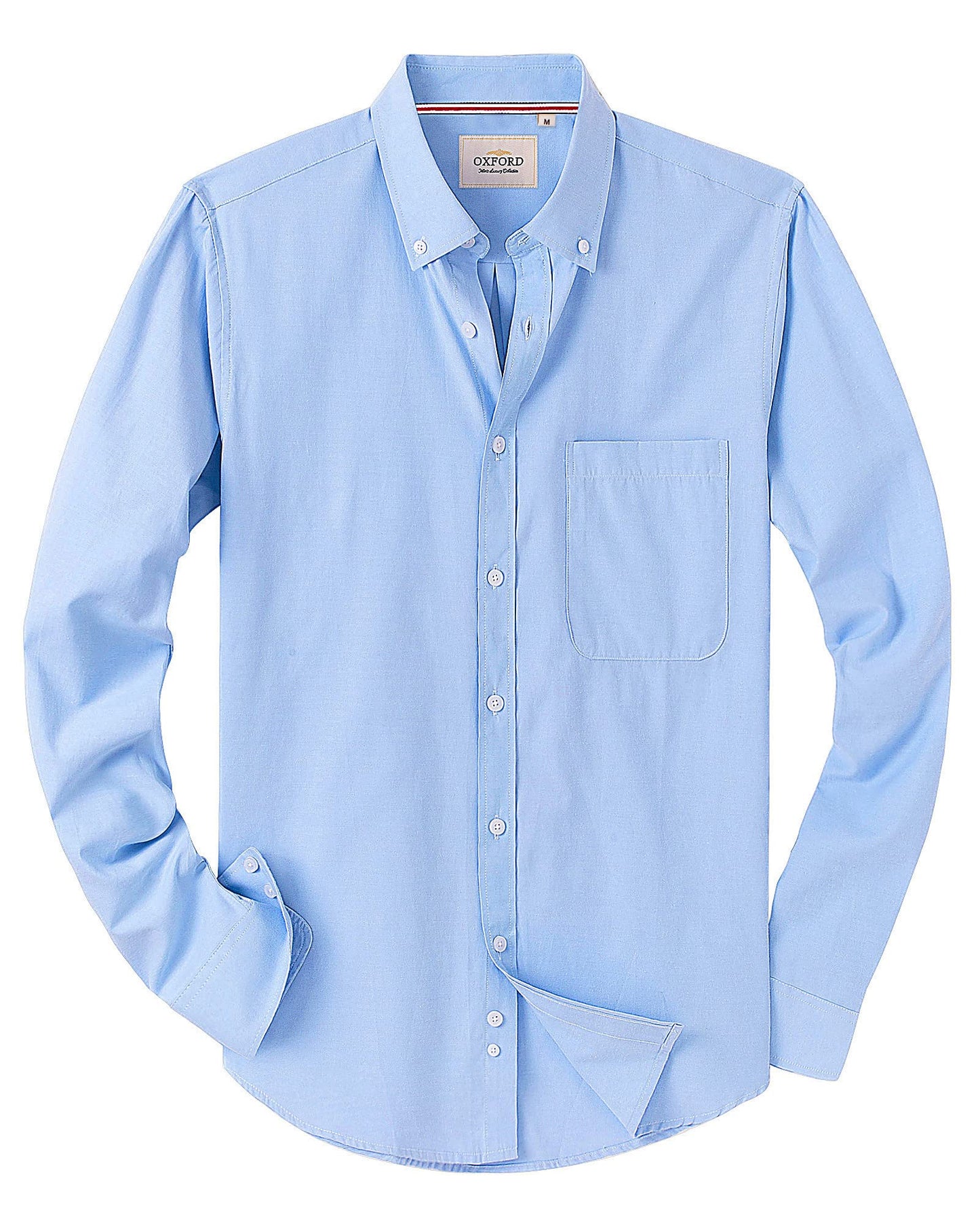 HOTAlimens & Gentle Mens Solid Oxford Shirt Long Sleeve Dress Shirt Work Casual Button Down Shirts with Pocket