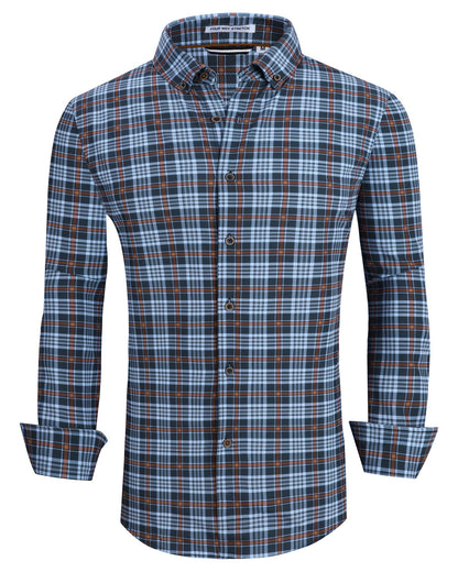 HOTAlex Vando Mens Wrinkle Free 4-Way Stretch Print Business Casual Shirt | Wrinkle resistant, Machine washable, Classic check Pattern, True-to-size cut, Business & Daily, Easy outfit pairing