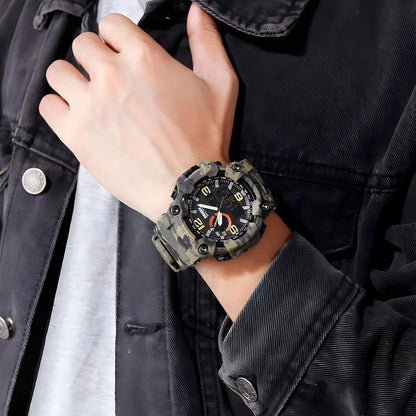 HOTGosasa Men's Large Face Outdoor Sports Watches Military S-Shock Watch Waterproof, Backlight, Alarm, Stopwatch Features - Rugged Wristwatch for Training, Hiking, and Adventure