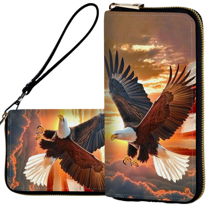 HOTWristlet Wallets for Women,Ladies Women's Wallet,Clutch Purses for Female Leather Large Capacity Credit Card Holder with Zipper Slim Cute Coin Pocket,RFID Blocking,Glitter Green Dragon