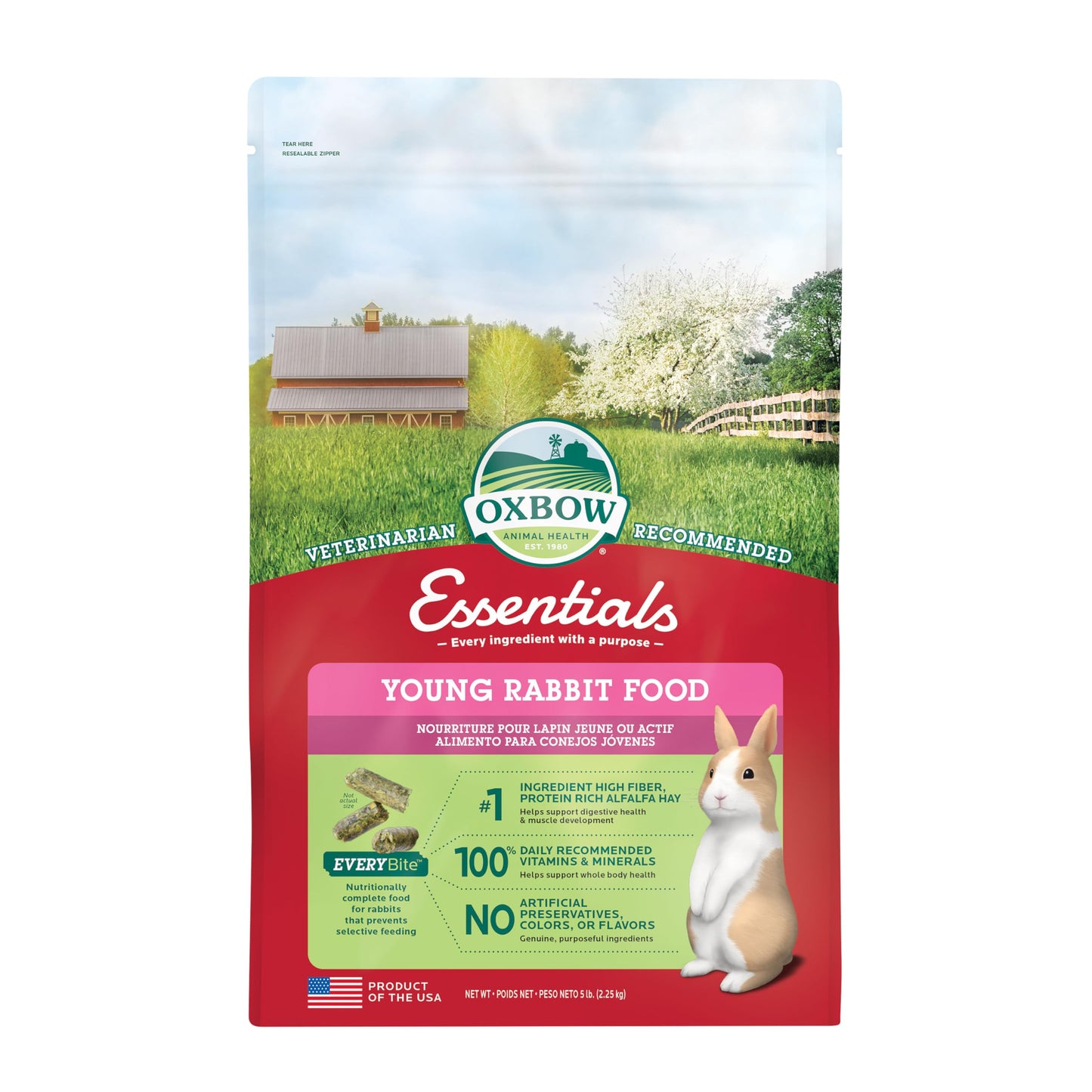 HOTOxbow Essentials Adult Rabbit Food, Timothy Hay Rabbit Pellets, USA, 5 lb