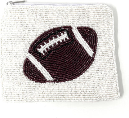 HOTFootball Beaded Pouch, Small Purse, Coin Purse Pouch, Small Wallets, Gift Card Pouch, Birthday Gift, Football Fan Gifts