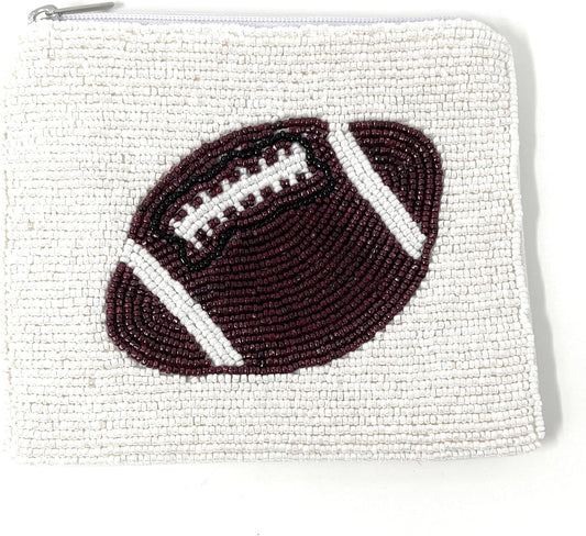 HOTFootball Beaded Pouch, Small Purse, Coin Purse Pouch, Small Wallets, Gift Card Pouch, Birthday Gift, Football Fan Gifts