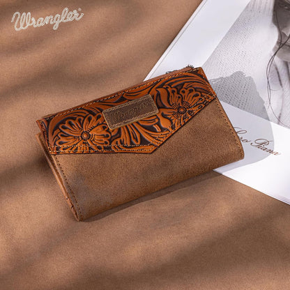 HOT× Wrangler Small Wallet for Women Designer Bifold Wallet Embossed Women'S Wallets, Card Cases & Money Organizers, Brown