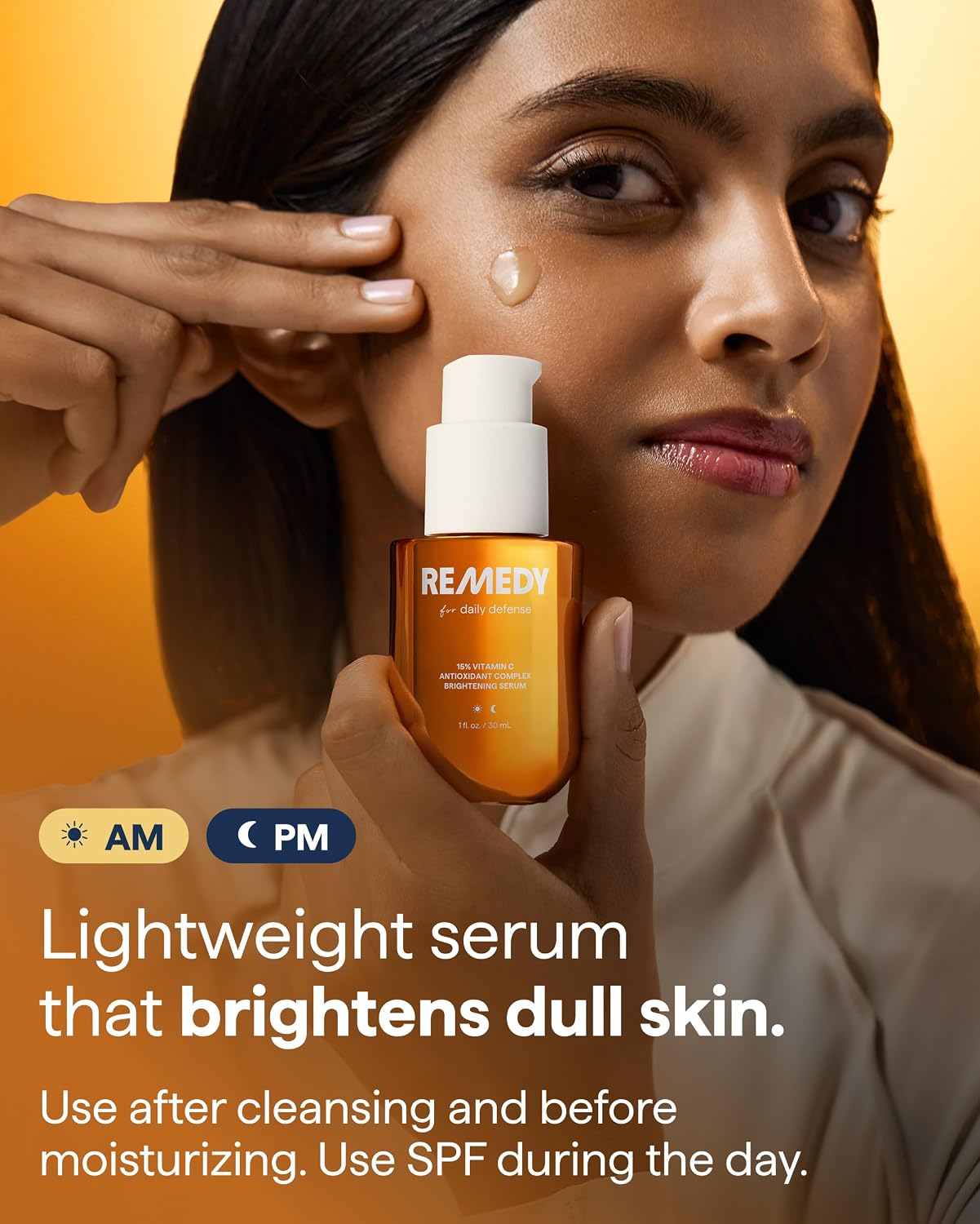 HOTRemedy for Daily Defense | 15% Vitamin C Complex Brightening Serum | Stabilized Vitamin C with Next-Gen Antioxidants, Ferulic Acid, Ectoin | Fragrance Free | By Dermatologist Dr. Shah | 1 Fl Oz