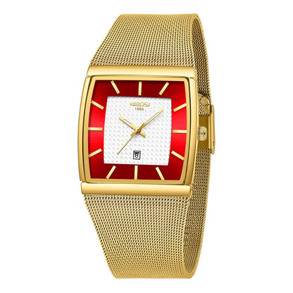 HOTNIBOSI Men Watches Square Analog Quartz Stainless Steel Watches for Men Mesh Strap Waterproof Business Military Sport Wrist Watch with Date