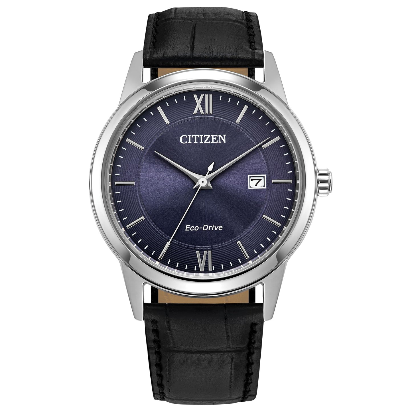 HOTCitizen Men's Classic Eco-Drive Leather Strap Watch, 3-Hand Date