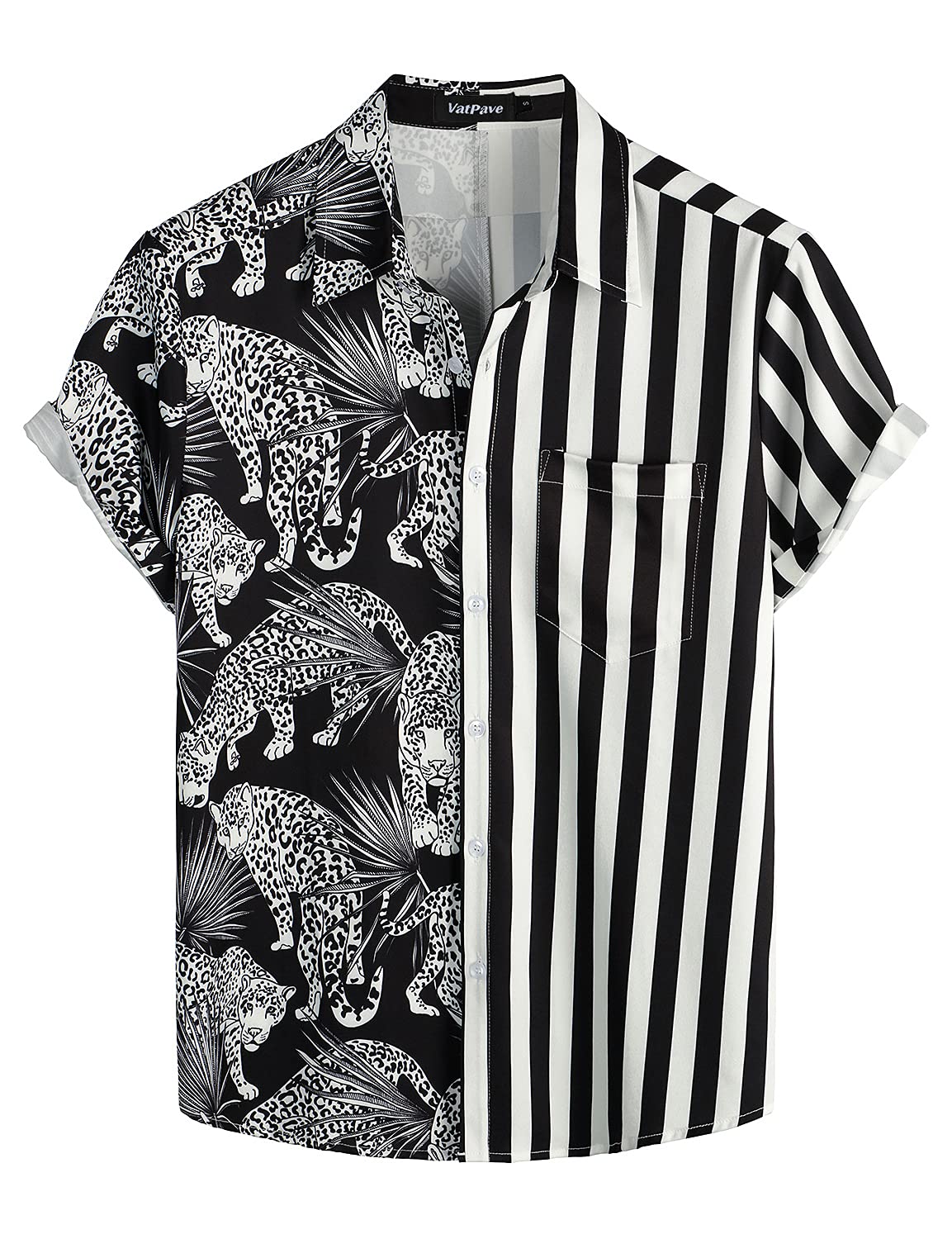 HOTVATPAVE Mens Hawaiian Flamingo Shirt Casual Tropical Summer Beach Shirts | Animal Print, Button Down Short Sleeve, Stylish, Untucked, Vacation, Floral, Cruise, Date, Party, Rave, Concert, Pocket