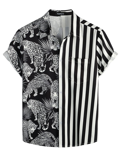 HOTVATPAVE Mens Hawaiian Flamingo Shirt Casual Tropical Summer Beach Shirts | Animal Print, Button Down Short Sleeve, Stylish, Untucked, Vacation, Floral, Cruise, Date, Party, Rave, Concert, Pocket