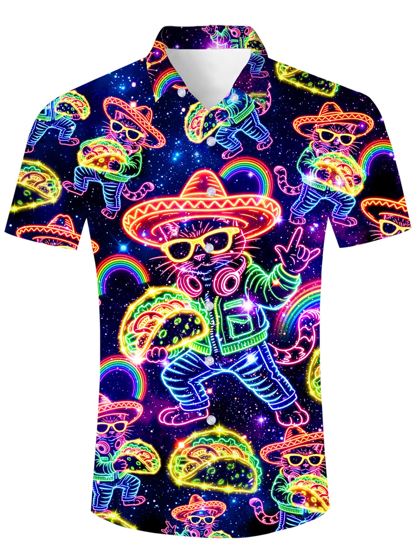 HOTuideazone Mens Funny Hawaiian Shirts 3D Graphic Button Down Short Sleeve Tropical Holiday Beach Aloha Shirt