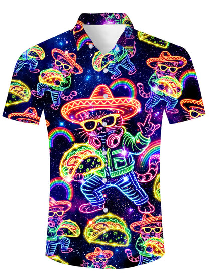 HOTuideazone Mens Funny Hawaiian Shirts 3D Graphic Button Down Short Sleeve Tropical Holiday Beach Aloha Shirt
