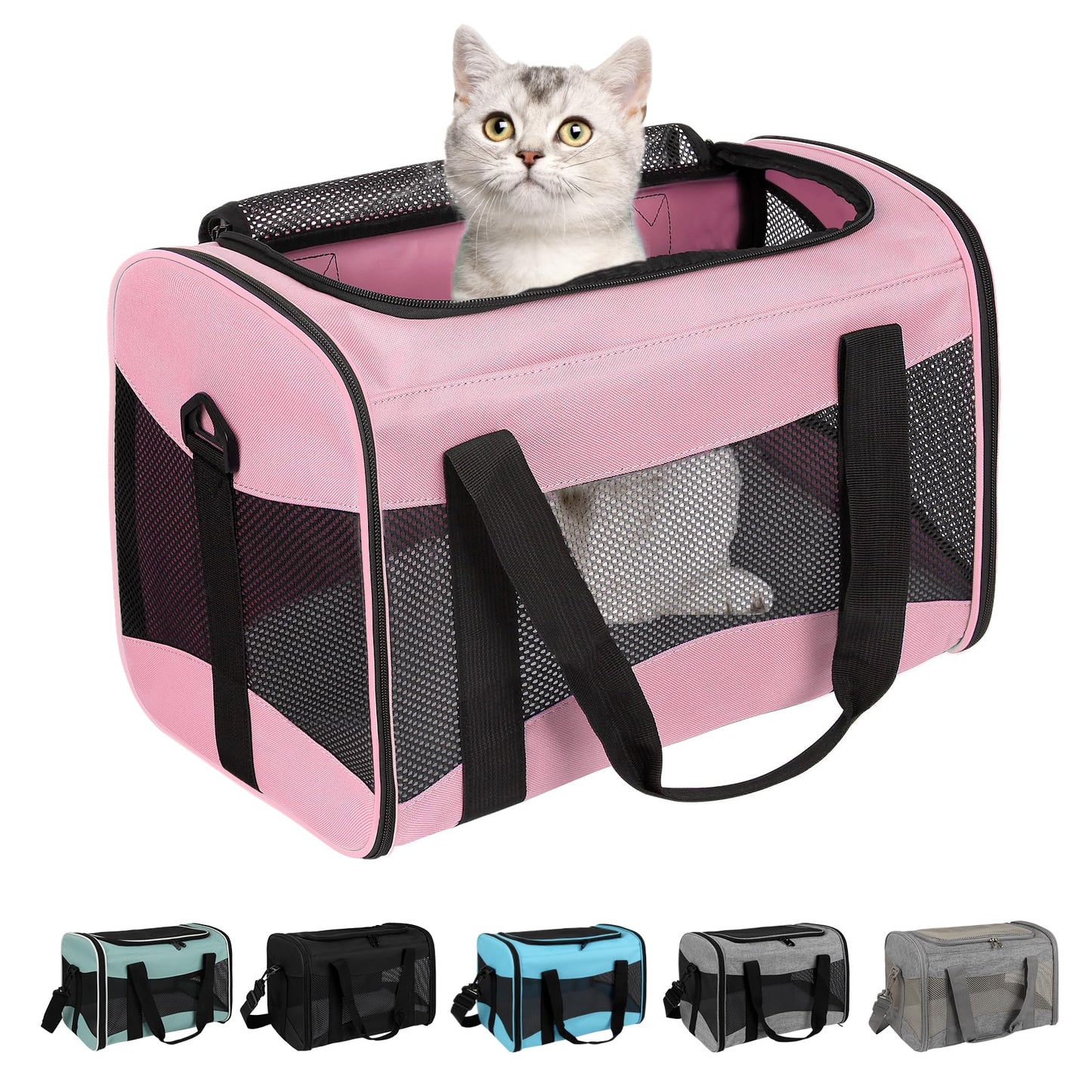 HOTCat Dog Carriers Soft-Sided Pet Carrier Large Cats for Medium Big Cat Small Dog Puppy up to 16lbs TSA Airline Approved Animal Collapsible Cat Carrier Carriers Travel Carrier Cat Bag (17x11x11)
